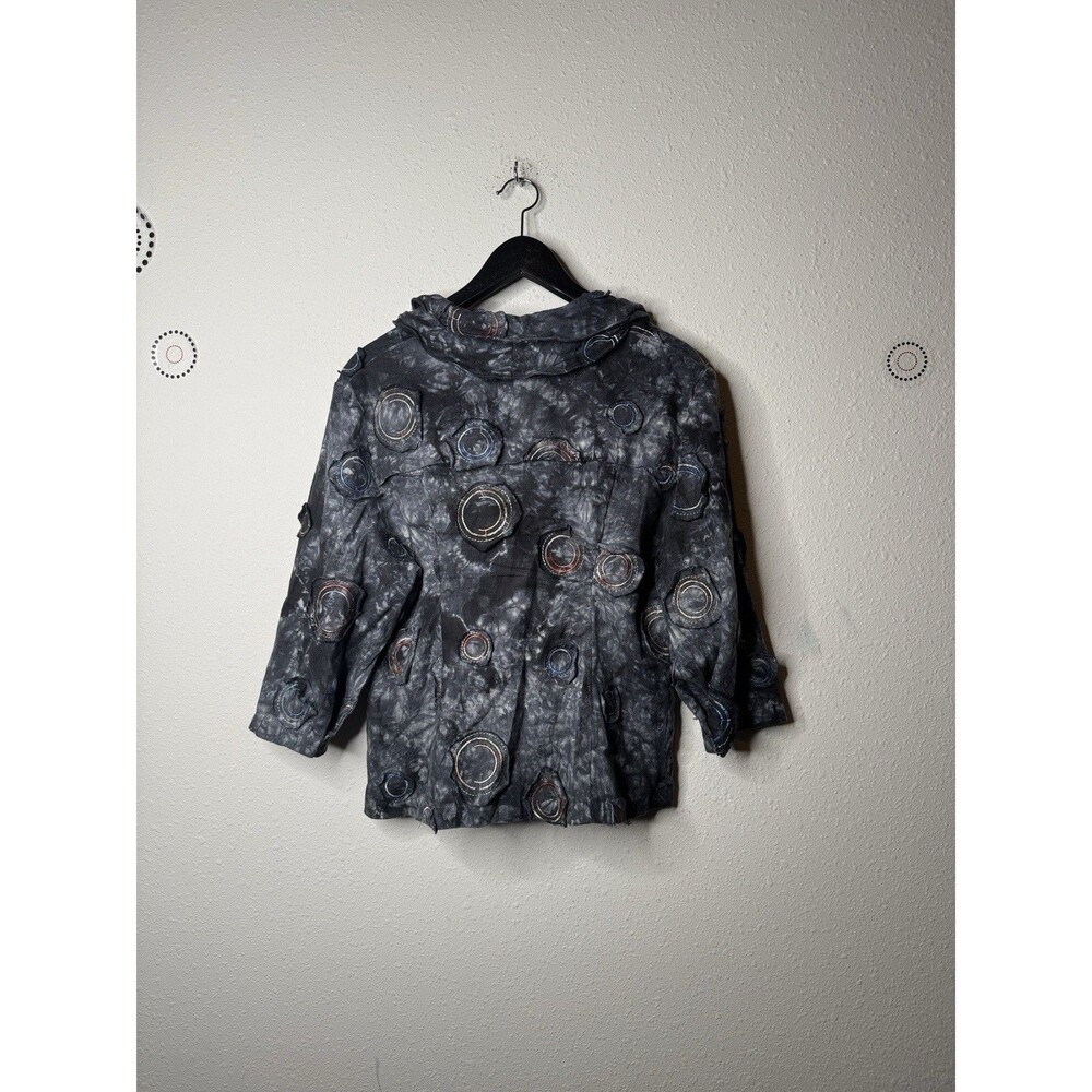 Design Todays Boho Jacket Wire Ruffle Collar Art Big Button - Picture 7 of 11